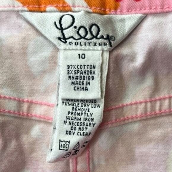 Lilly Pulitzer Winner's Circle bright whimsical rose floral denim skirt size 10 - Picture 4 of 4